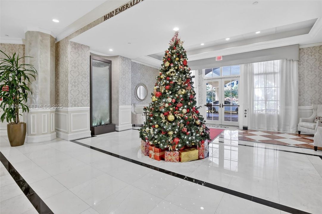 Clubhouse lobby entrance houses activities galore.