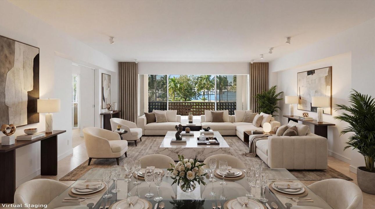 Virtually Staged Dining/Living Room