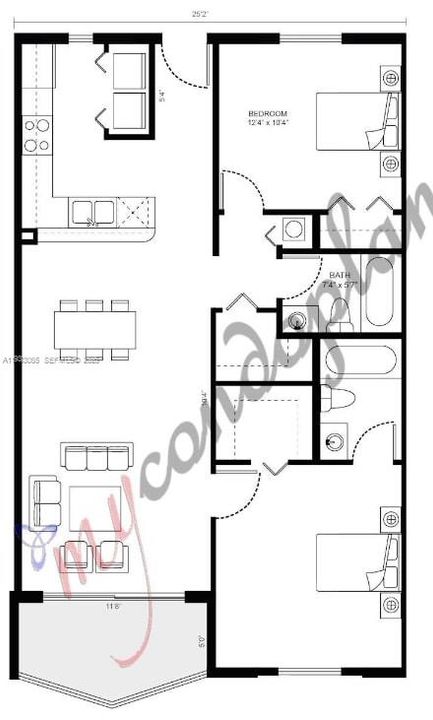 В аренду: $3,800 (2 спален, 2 ванн, 990 Квадратных фут)