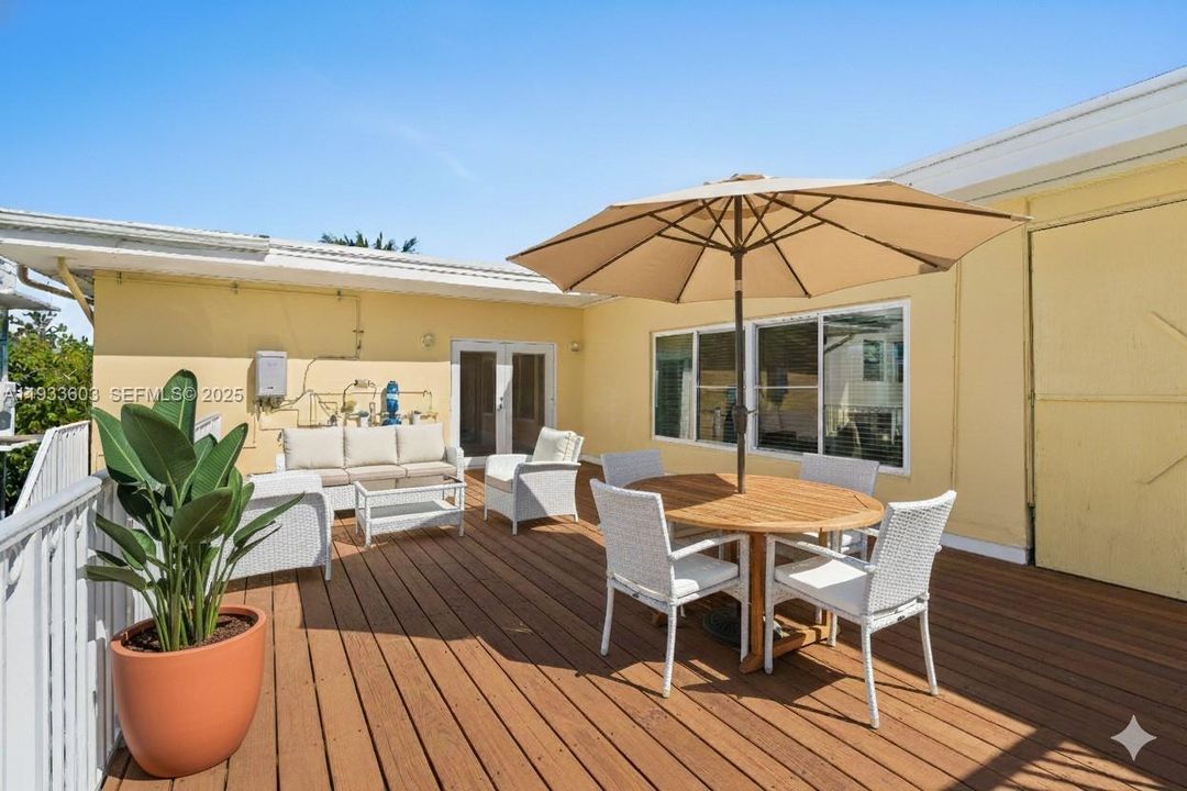 Rendering of a finished outdoor patio.