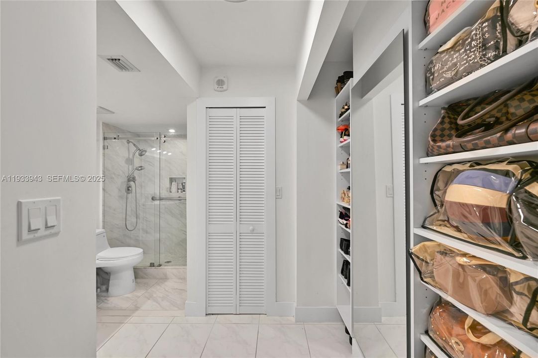 Primary Bathroom with Walk-In Closet and Built-Ins