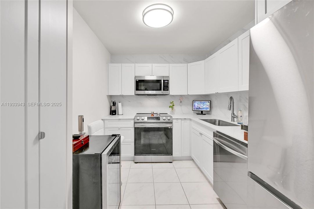 Newer stainless steel appliances.