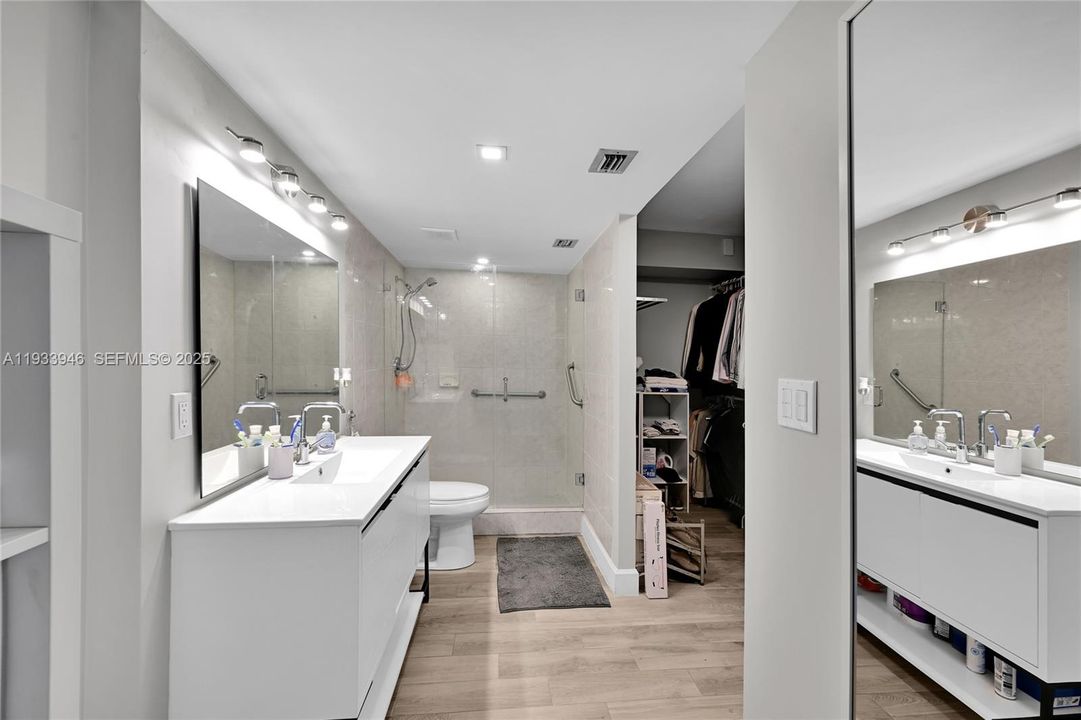 Stylish vanity and updated fixtures