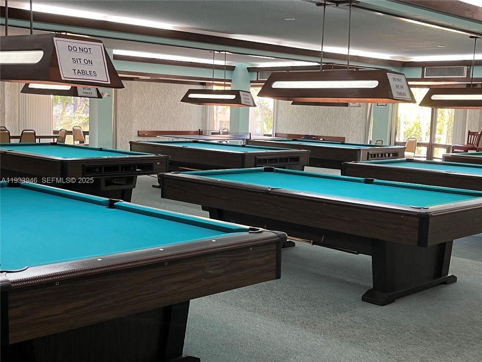 Community billiards room for resident enjoyment