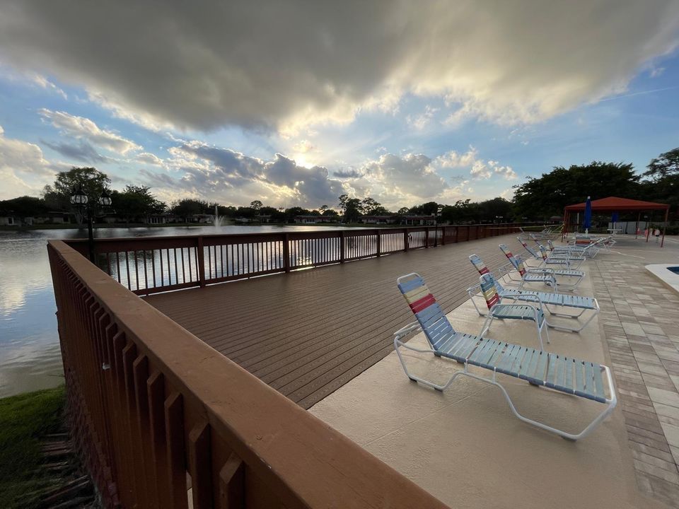 Sit by the lake at the clubhouse