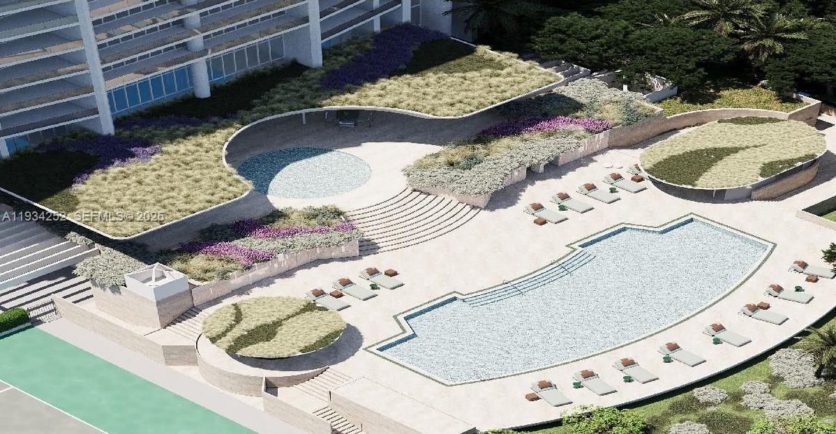 Pool area amenities renovation rendering