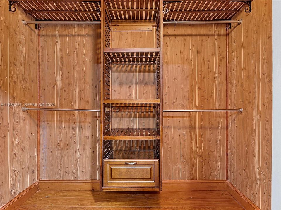 Cedar lined closet in primary bedroom