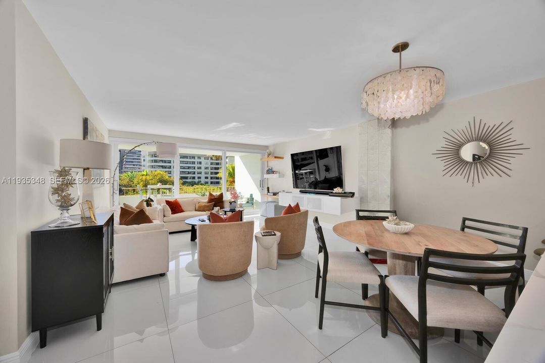 Spacious living/dining area leading to a wide balcony!