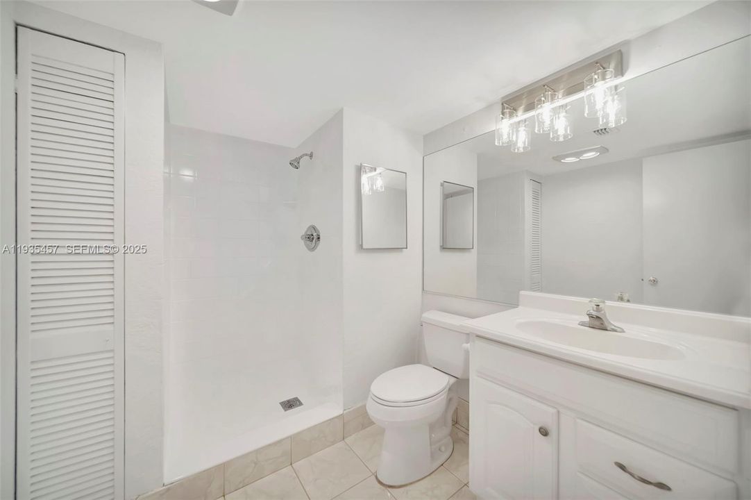 Newly Renovated primary bathroom with stall shower