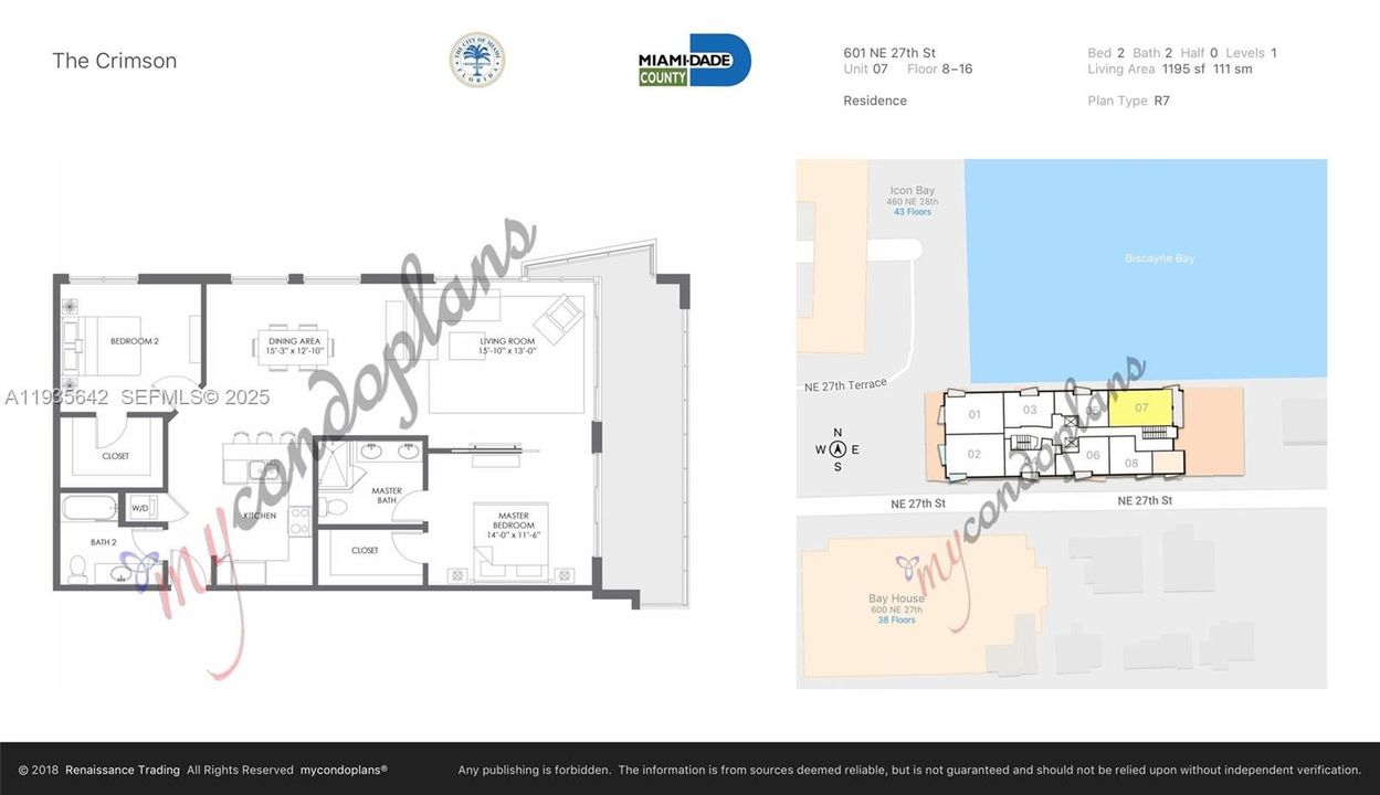 For Sale: $876,000 (2 beds, 2 baths, 1191 Square Feet)