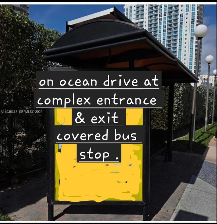 covered bus stops at complex entrance/exit on ocean drive,,Public transportation in front of the complex plus city free shuttles too