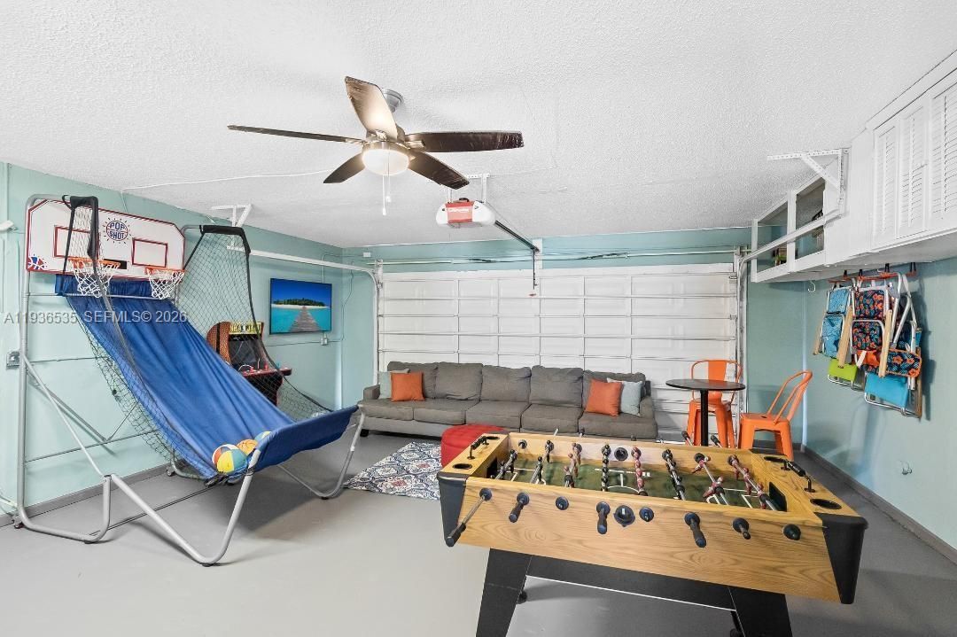 Garage converted to a game room