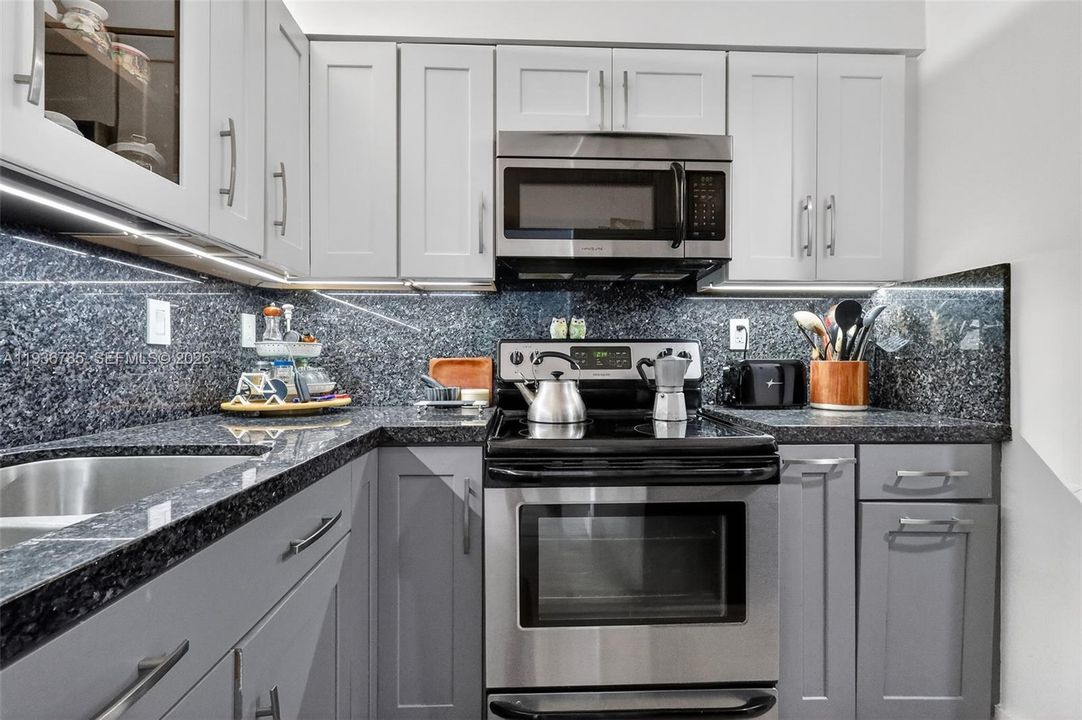 Kitchen with granite countertops