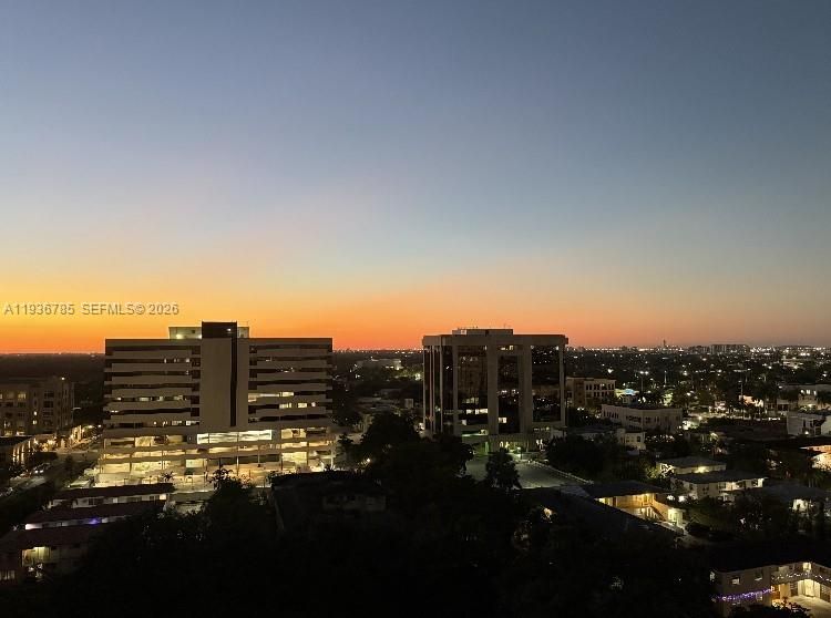 View from balcony at dusk