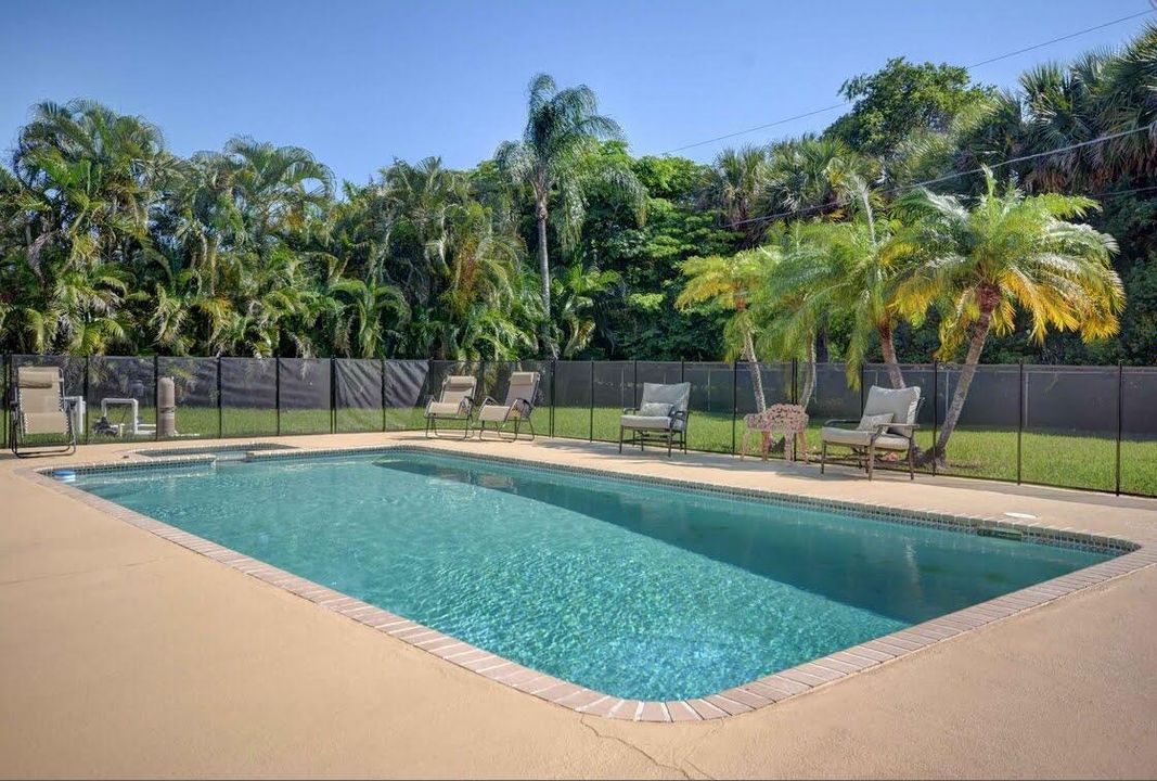 pool with palms