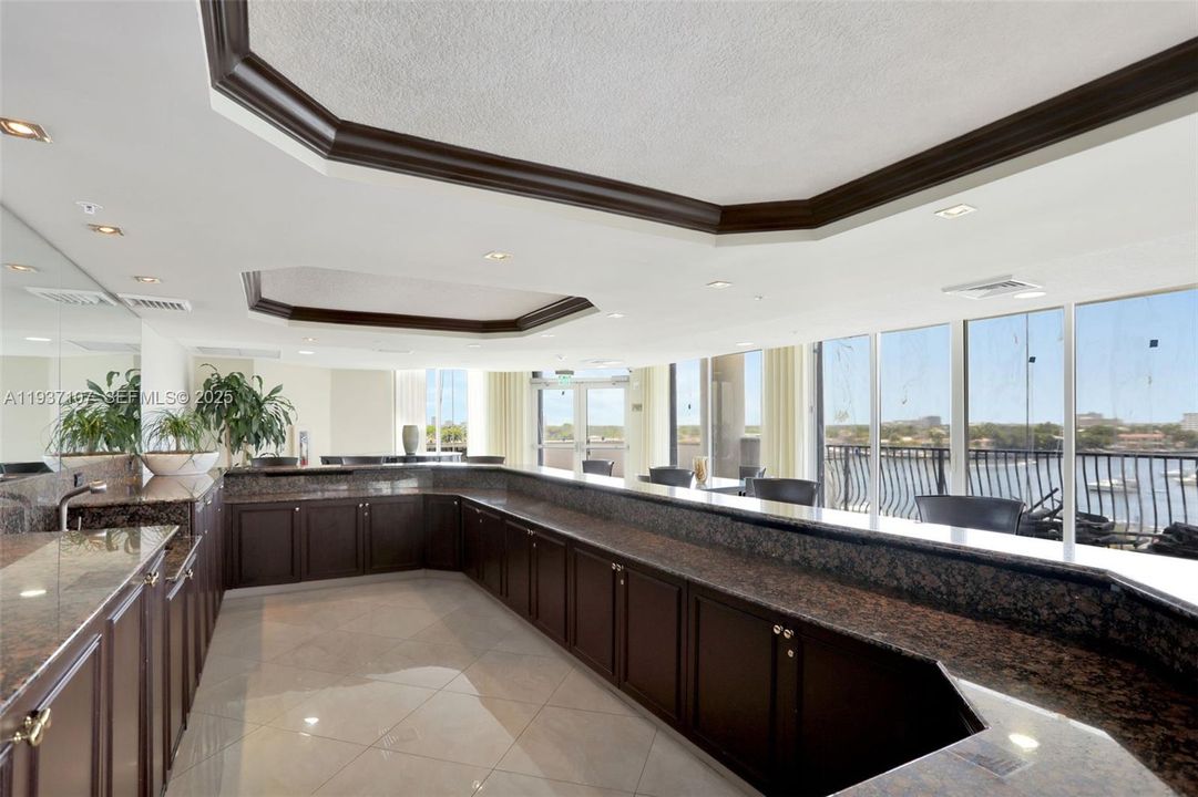 Serving area for parties in club room w/ Intracoastal views