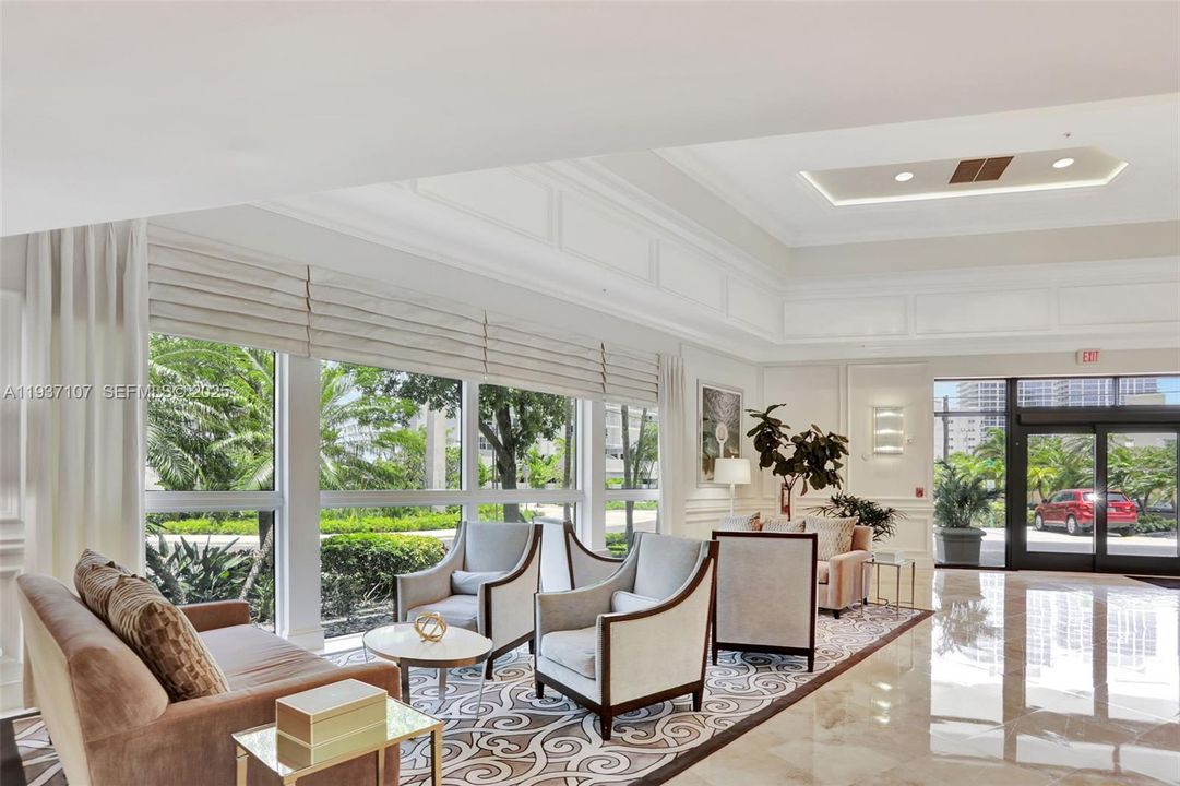 Beautifully updated lobby by Steven G. Interiors.