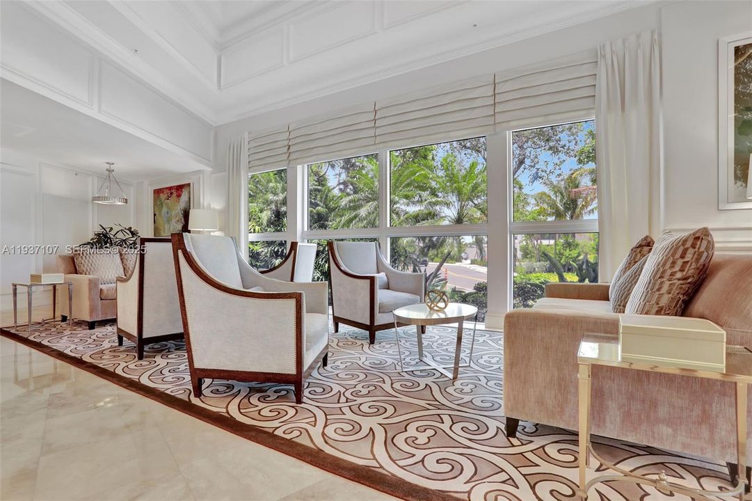 Beautifully updated lobby by Steven G. Interiors.