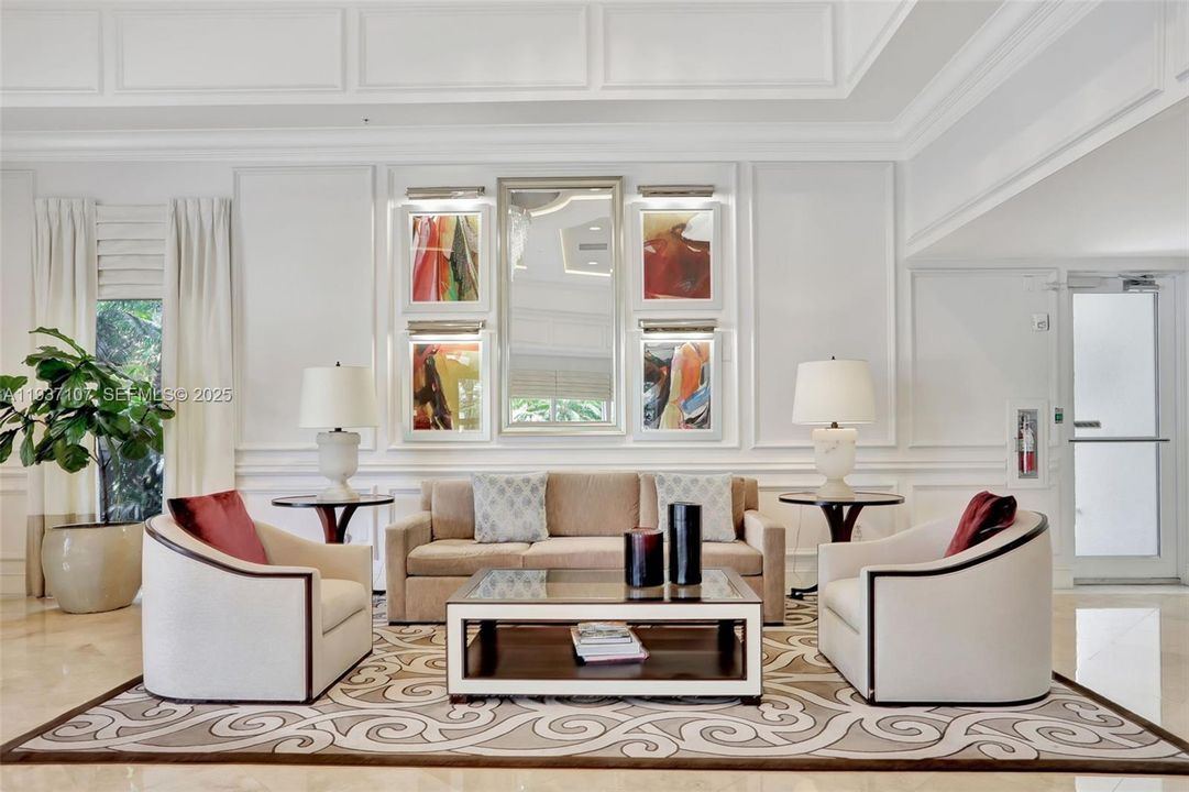 Beautifully updated lobby by Steven G. Interiors.