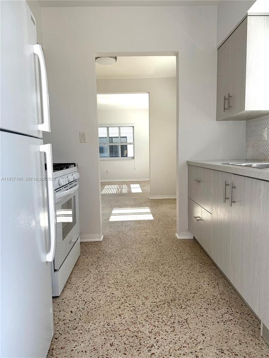 View into Dining room and living area.