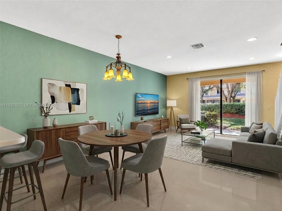 Great room, Virtually staged