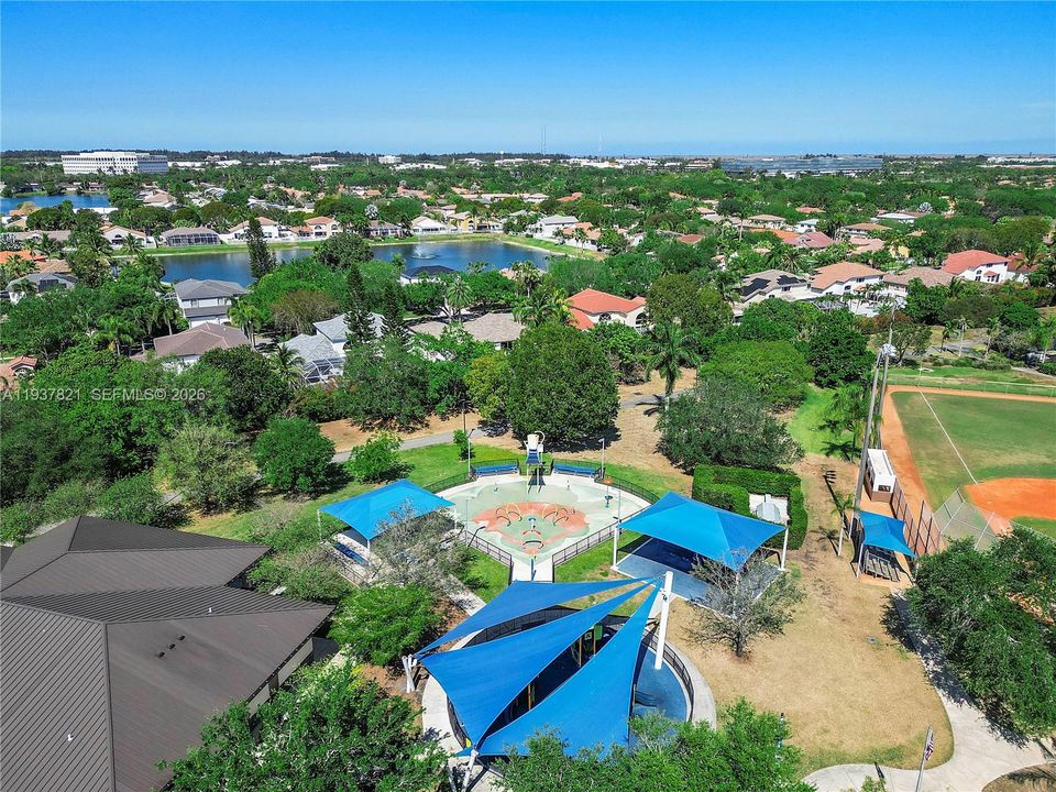 Splash pad and playground