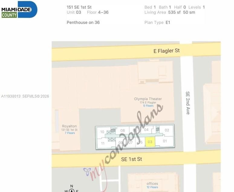 В аренду: $3,100 (1 спален, 1 ванн, 533 Квадратных фут)