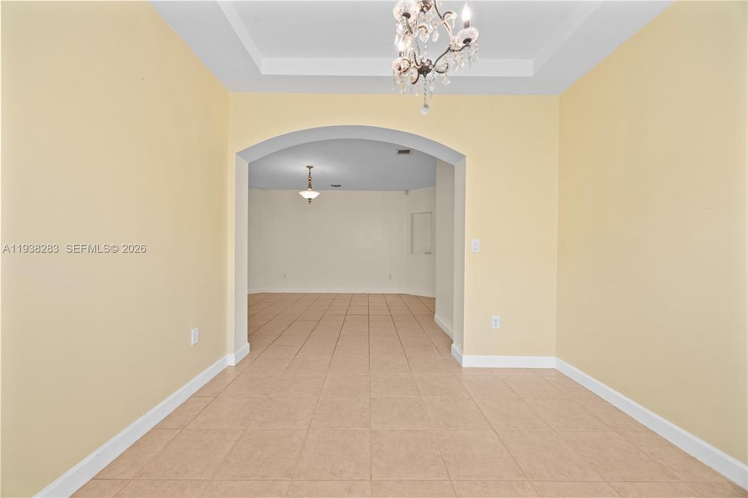 View of the living room from the dining room.