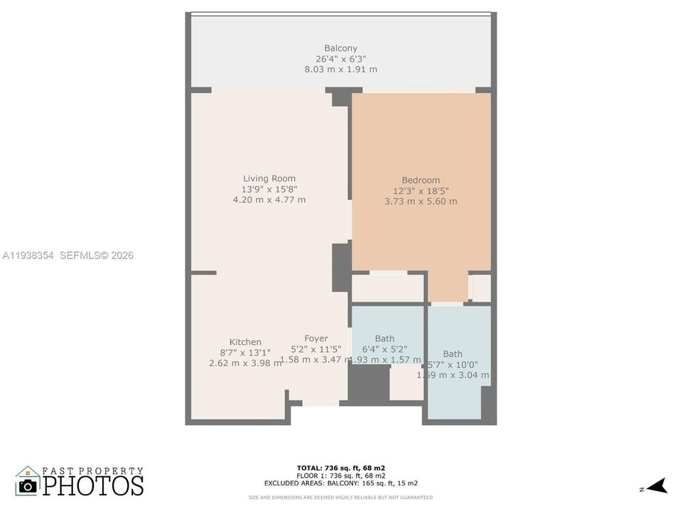 For Rent: $4,000 (1 beds, 1 baths, 736 Square Feet)