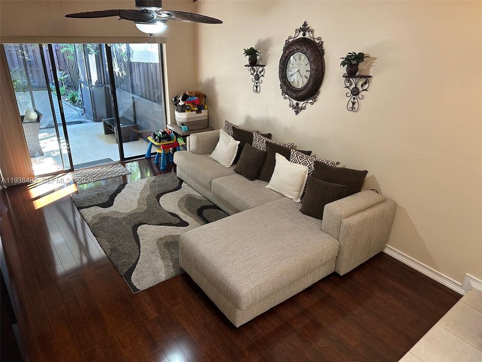 View of the living room from the stairs