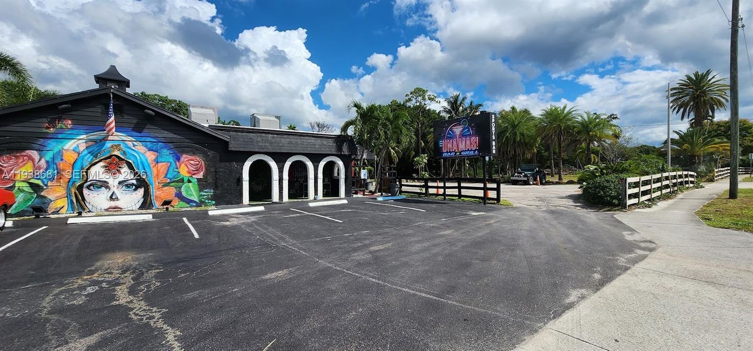 Restaurant and front parking