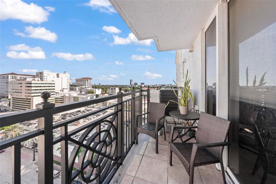 Coral Gables, canopy of trees, Brickell skyline and water views (can be seen from the balcony)