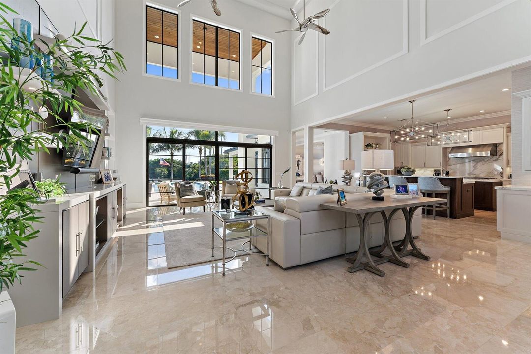 Living Room w/ 28' Ceiling