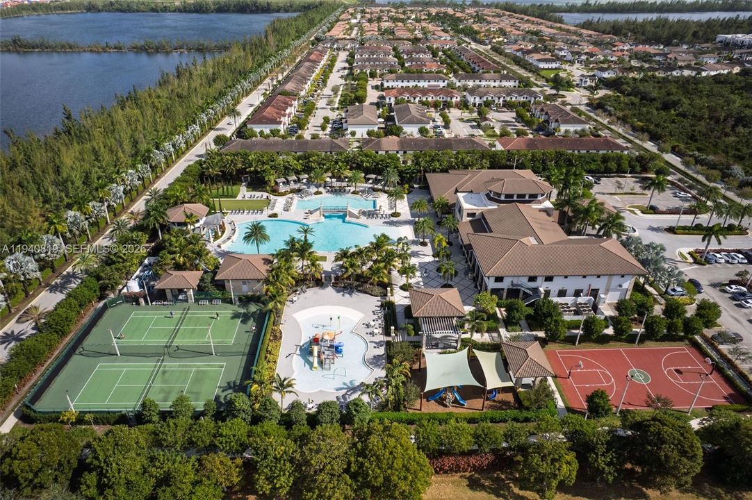 Aerial view of clubhouse
