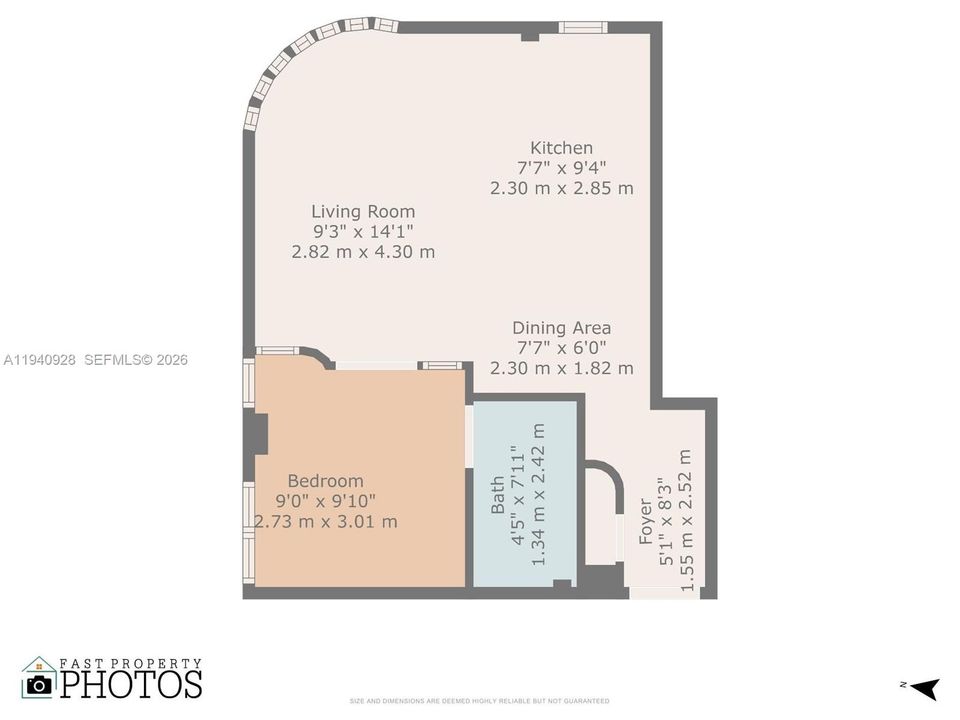Spacious Floor Plan: 510 Sqft