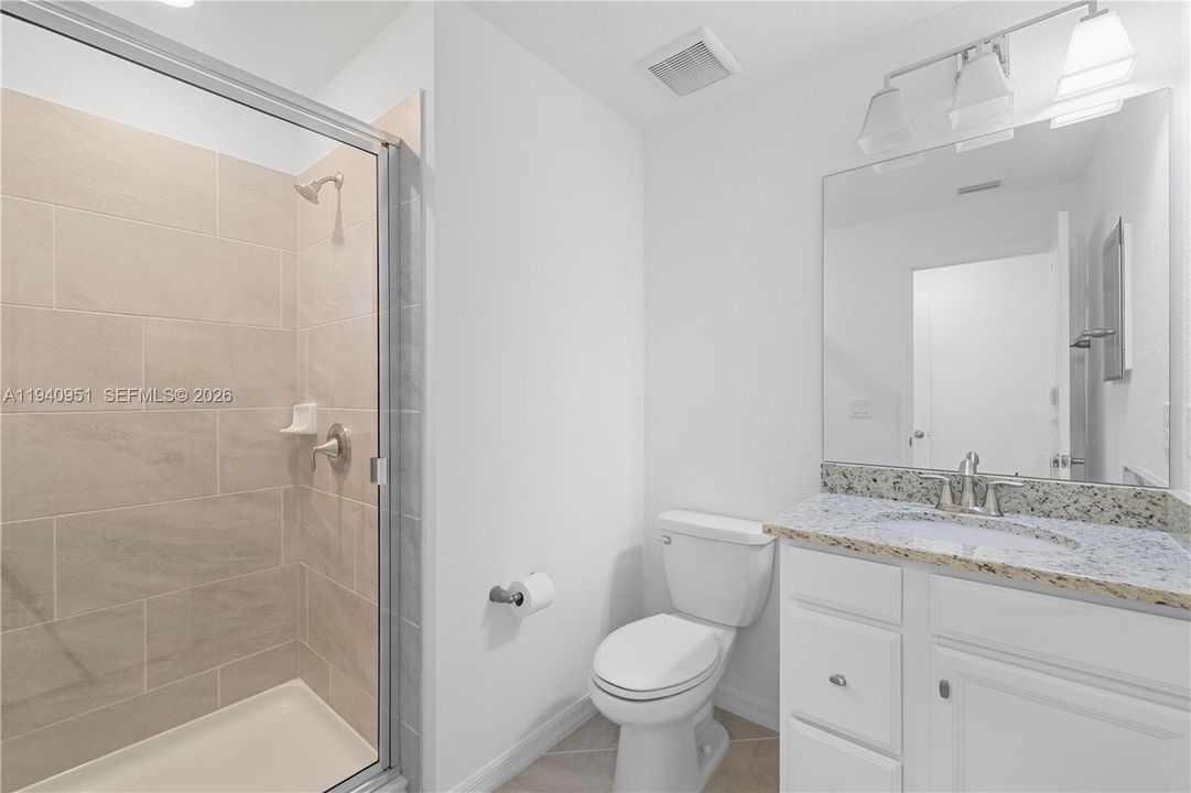 Full bath of bedroom used as office