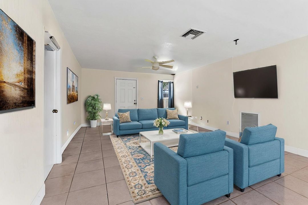virutally staged geust house living room