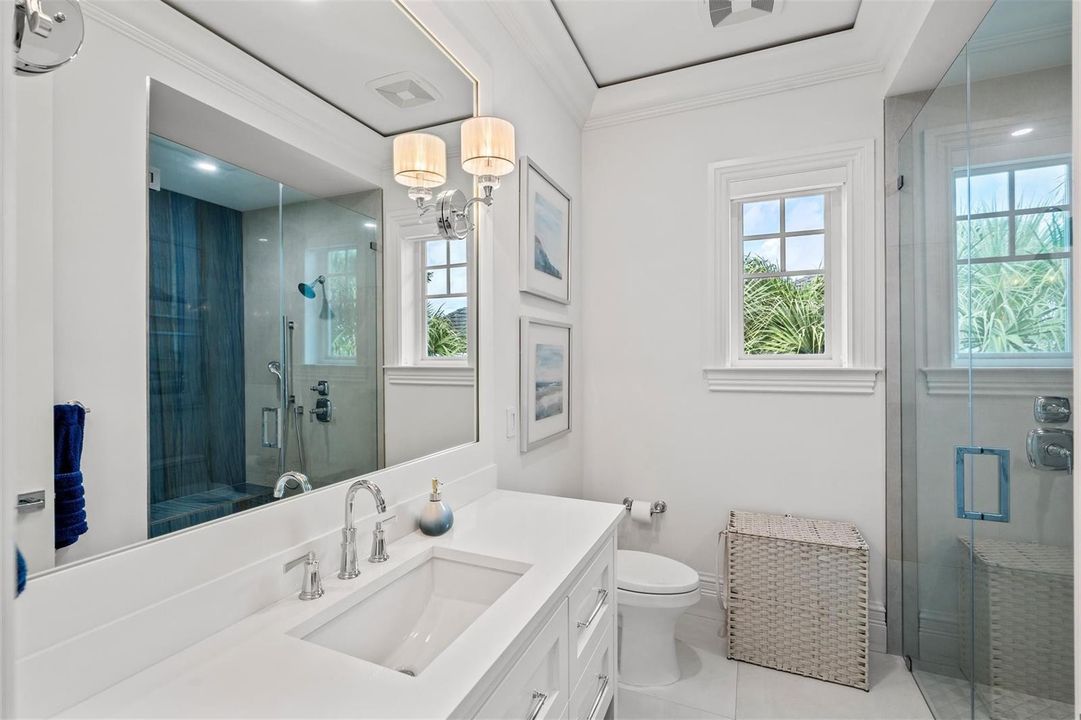 One of many spacious guest bathrooms.