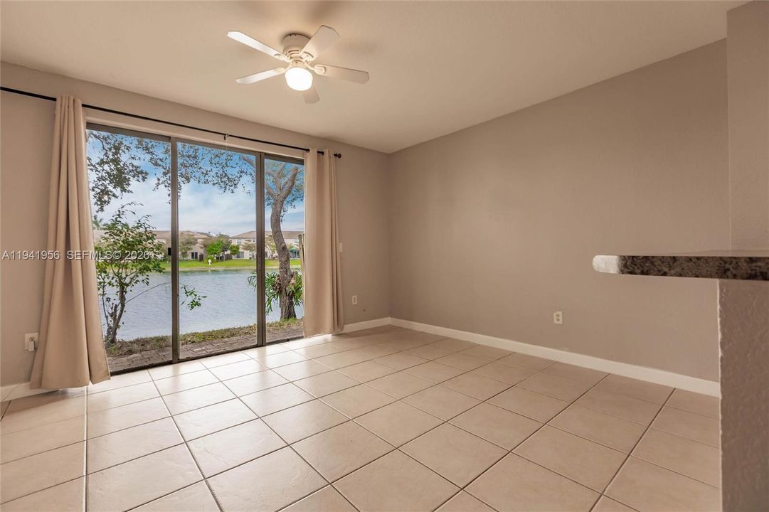 Living room view of lake
