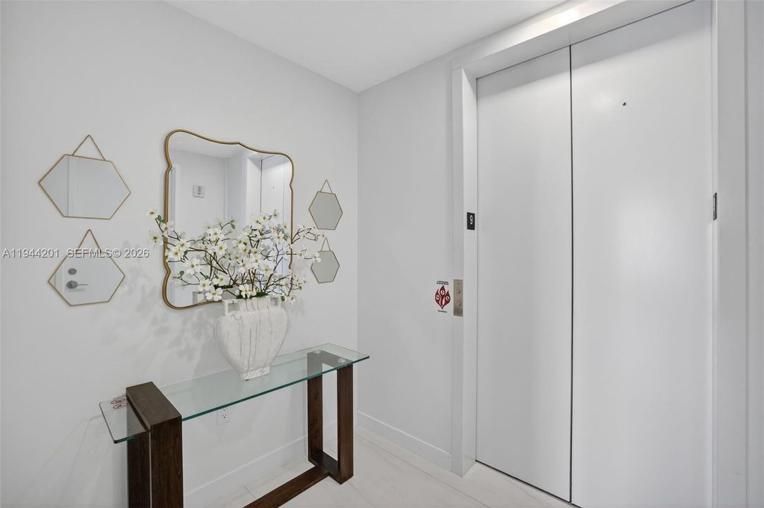 Foyer entry off the semi-private elevator