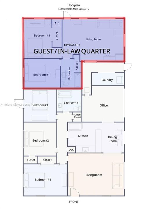 Flexible Floor PlanCurrently 3/1 + 2/1