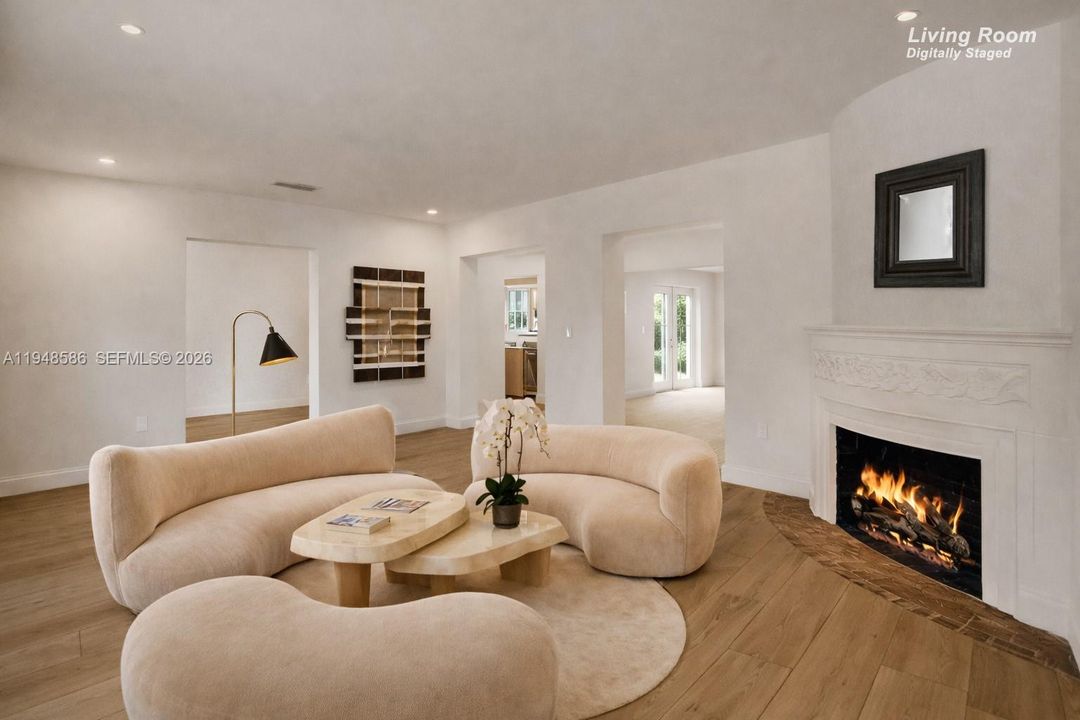 Virtually Staged Living Room with Fireplace