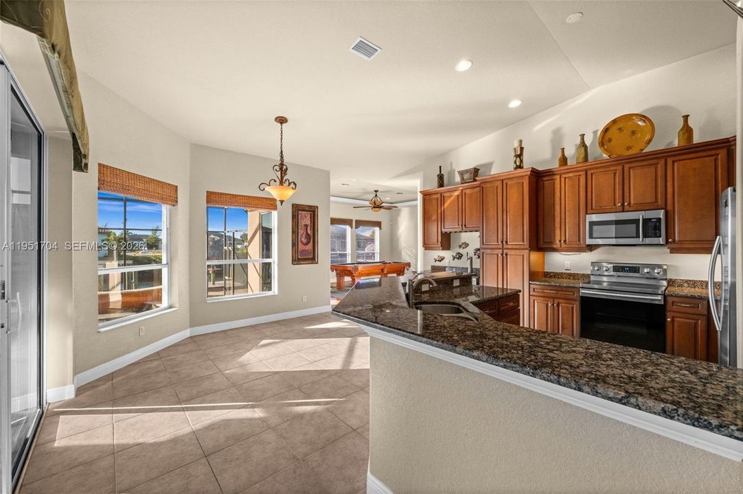 Looking toward the kitchen and game room