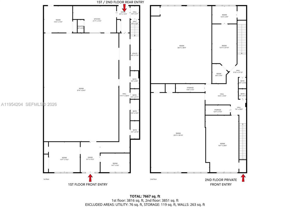 Floor plan with entrances marked