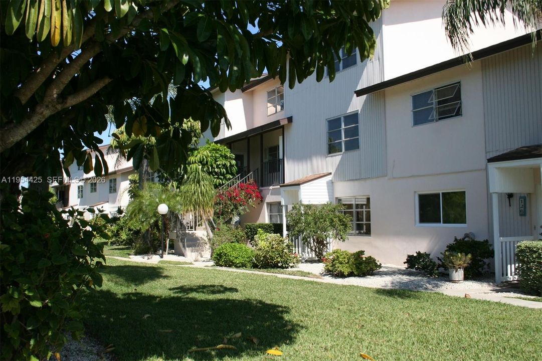 Stairway leads to condo.