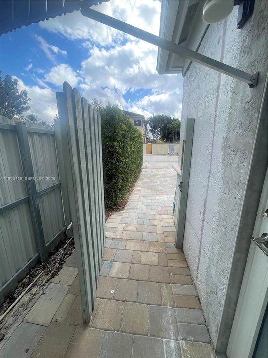 View of parking spot from patio.