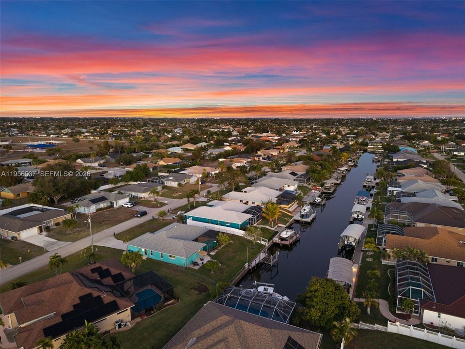 Evening Aerial View down the Gulf Access Canal