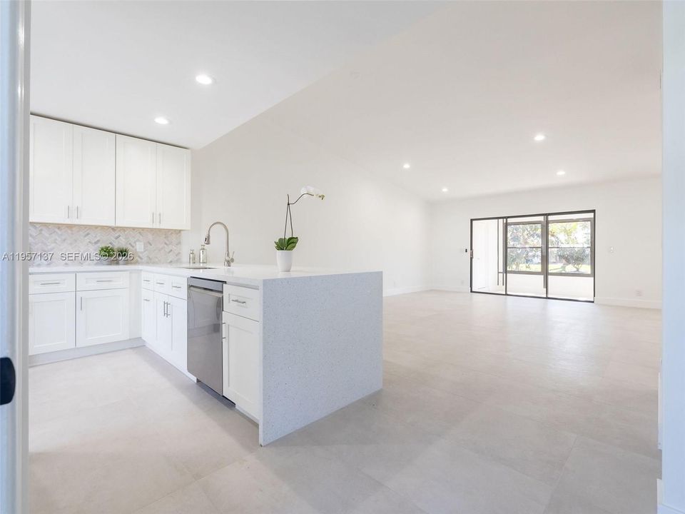 Open kitchen, overlooking the doning/living areas