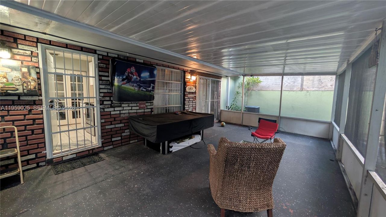 covered patio with nice space to host private gatherings and under any weather conditions