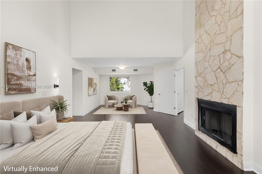 Sitting Room, Vaulted Beamed Ceilings, Fireplace!